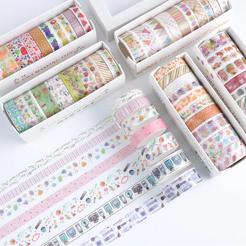 10Pcs Geometry Washi Tapes Cute Washi Tape Set Stationery Cinta Adhesiva  Decorativa School Supplies Scrapbooking Washitape - AliExpress