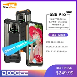DOOGEE – Smartphone S88 Pro, IP68/IP69K, téléphone portable robuste, 6.3 pouces, 10000mAh, Helio P70 Octa Core, 6 go + 128 go, Android 10.0 