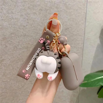 

Cute Animal Silicone Cover For Airpods pro Kawaii Wireless Bluetooth Earphone Case For Airpods 2 Protective Cover With Keychain