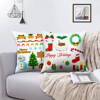 

New Christmas Peach Skin Single Side Pillow Case Seat Car Home Decor Throw Decoration Pillows For Home Winter
