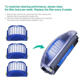 

Replacement Part Filter Brush Kit For IRobot Roomba 620 650 600 Series Vacuum Round Cleaning Tool New