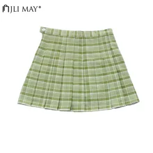Jli May клетчатая юбка в складку для девочек короткие мини-юбки женские Униформа Харадзюку с высокой талией в Корейском стиле японский Повседневная Уличная одежда; сезон осень