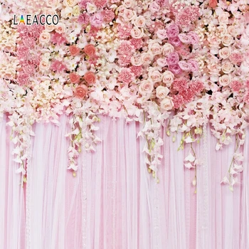 

Laeacco Birthday Photo Backdrops Wedding Backgrounds For Photography Pink Flowers Curtain Photophone Party Decor Baby Photozone