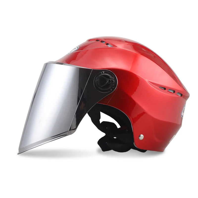 JDS B31 Red Silver JDS мотоциклетный шлем для мужчин и женщин половина лица Мотоцикл Электрическая безопасность двойные линзы шлем мотоциклетный шлем Casco Мото шлем - Цвет: JDS B31 Red Silver