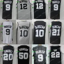 Мужской бейсбольный мяч Сан-антоно Тим Дункан Тони Паркер Дэвид Робинсон LaMarcus Aldridge Manu Ginobili DeMar DeRozan майки