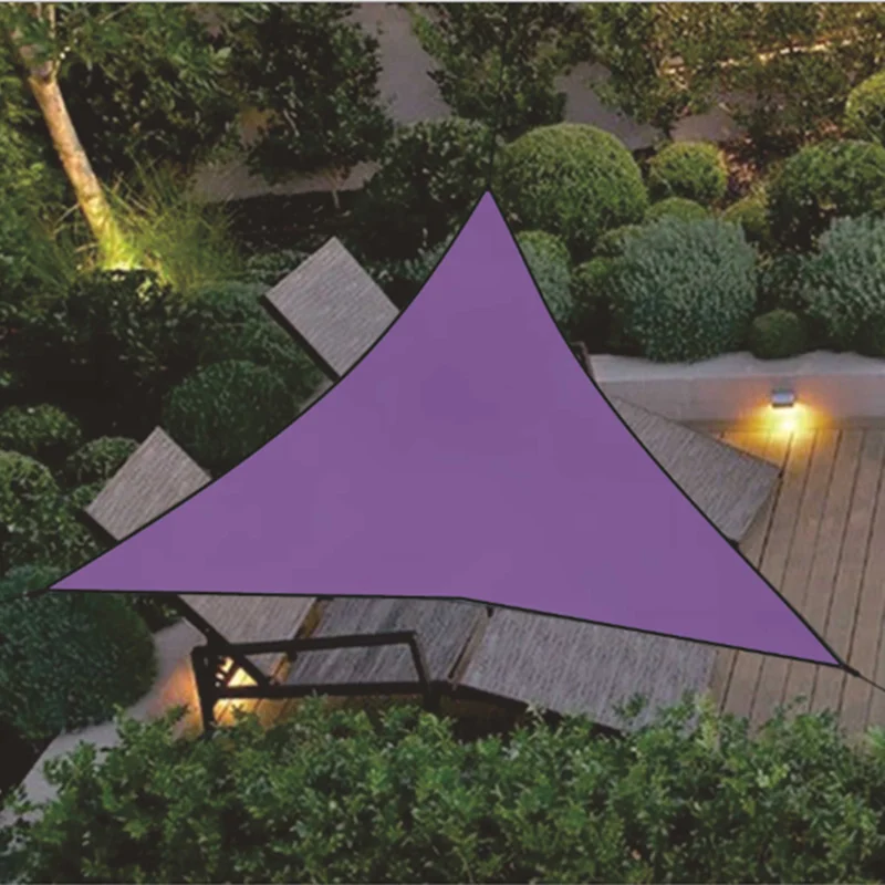 300D Waterproof Anti-UV Polyester Triangle Awning Sun Shading Net Sun Shade Sail Outdoor Sun Shelter Garden Canopy Shade Cloth - Цвет: 4M-purple