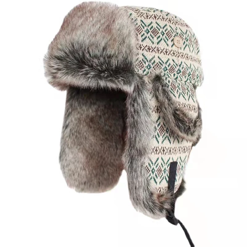 Winter Russian Bomber Hat Women Men  Trapper Snow Caps with Ear Flap Unshanka Hat