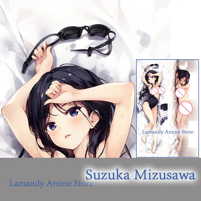 

Dakimakura Anime Suzuka Mizusawa Cleavage Original Black Legwear Double Sided Print Pillowcase Life Size Body Pillow Cover