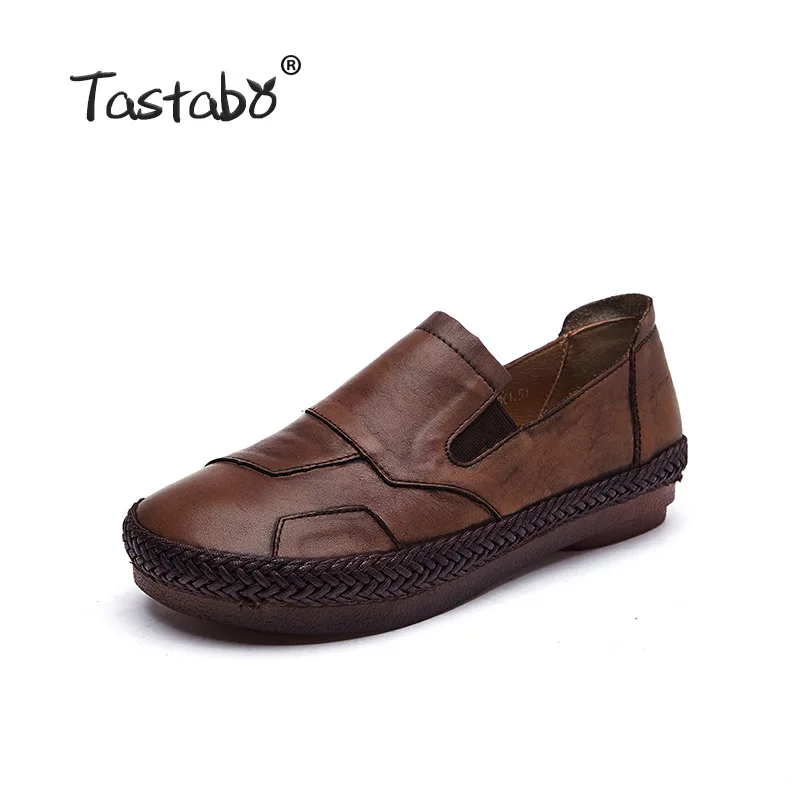 Tastabo/обувь ручной работы из натуральной кожи; лоферы; женская обувь; повседневная обувь для работы; обувь для вождения; Цвет S691-8, коричневый, синий
