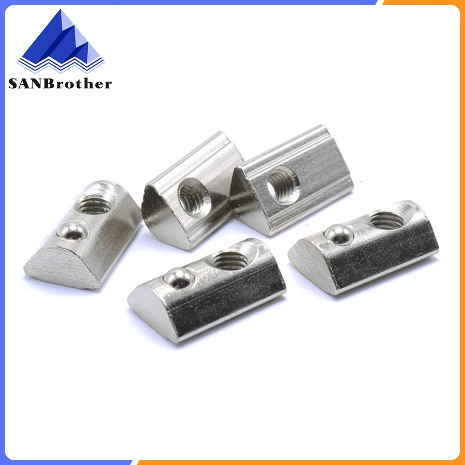 

10pcs Half round nut M3 M4 M5 M6 nut shrapnel steel ball nut block for EU standard 20 aluminum profile elastic nut