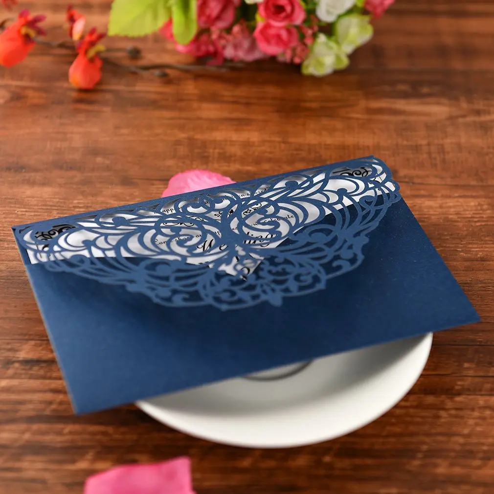  20pcs Laser Cut Hollow Wedding Invitations Card Kit with D121 Inner Papers for Wedding Birthday Par - 4.0005E+12