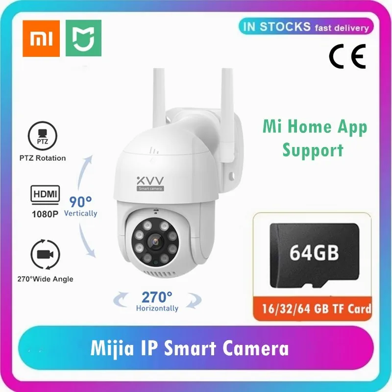 Mijia xiaomi inteligente ao ar livre câmera ip p1 1080p ptz mi casa app girar wifi webcam humanóide detectar camers de segurança à prova dwaterproof água