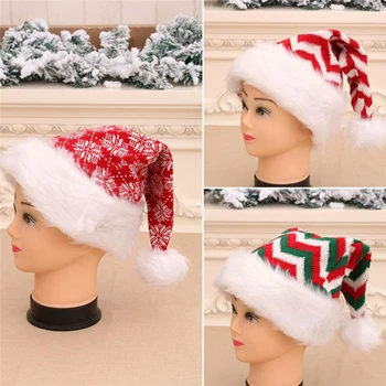 

Knitted Long-Staple Striped Christmas Hat Children Adult Christmas Wool Hat Christmas Party Decorations