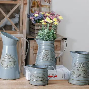 

2pcs Flower Pot Exquisite Beautiful Decorative Flowerpot Flower Barrel Iron Flower Pot for Office Garden Balcony