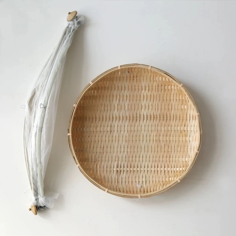 Круглая корзина для фруктов, бамбуковая корзина для совка, поднос для фруктов, еды, овощей, Бамбуковые продукты, сито, домашние товары для дома на открытом воздухе