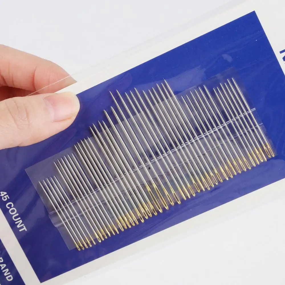 45pcs Multisize Gold Color Tail Sewing Needles Hand Sewing Needle Home