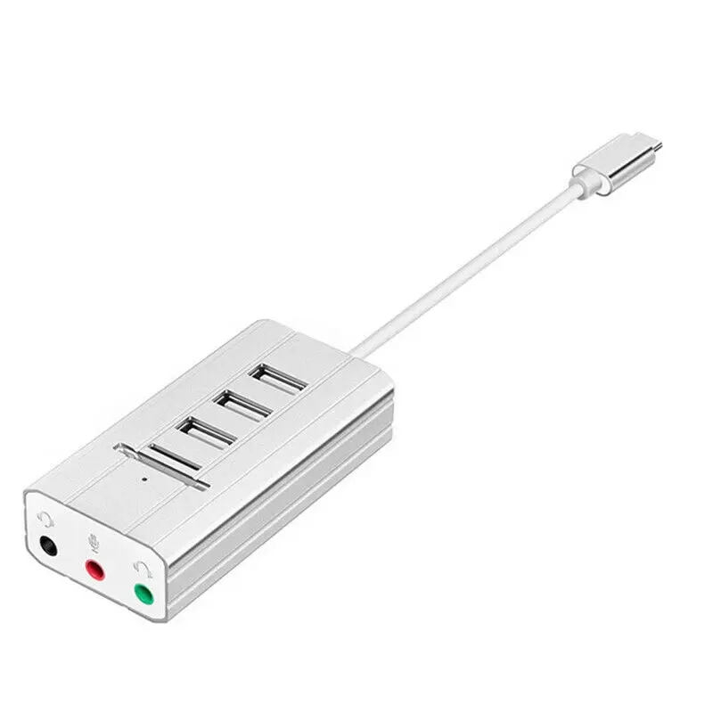 Type C usb хаб внешняя звуковая карта AUX Mic гарнитура TF SD адаптер для ноутбука