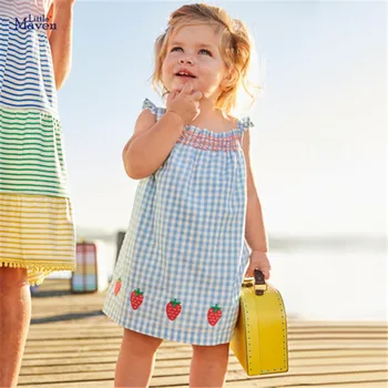 

Little Maven 2020 Summer sleeveless Kids Girls Clothes Children kids girl Cartoon Strawberry Flower dress Dresses 2-7 Years