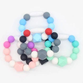 

1pc Baby Teether Bracelet Round Shaped Beads Teething Cute Baby Food Grade Silicone Beads Baby Chewable Toys Toother