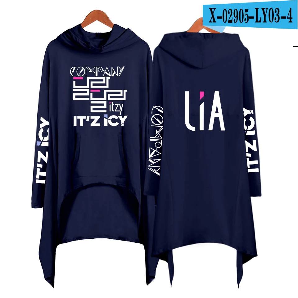ITZY Kpop/толстовки Харадзюку С буквенным принтом, женские толстовки, одежда, вельветовые, плотные, Осенние, креативные,, Длинные пуловеры для девочек - Цвет: navy