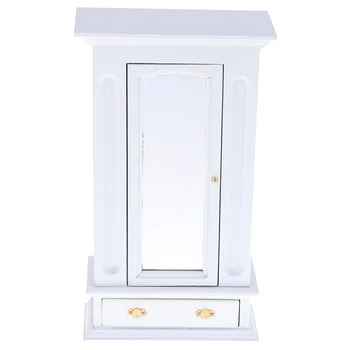 

1/12 Scale Wooden Cabinet Wardrobe Furniture Model With Mirror High Quality