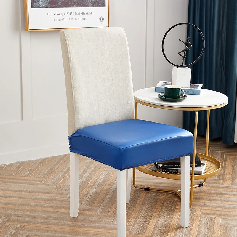 

Stretch Leather Chair Cover Solid Color Square Stool Cover Dining Room Living Room Oil-proof and Waterproof Horn Stool Cover
