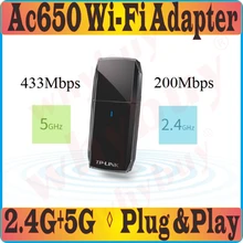 Tp-Link Plug& Play-free AC650 беспроводная сетевая карта 11AC 650 Мбит/с мини двухдиапазонный USB2.0 WiFi адаптер 2,4G 200 Мбит/с 5G 433 Мбит/с