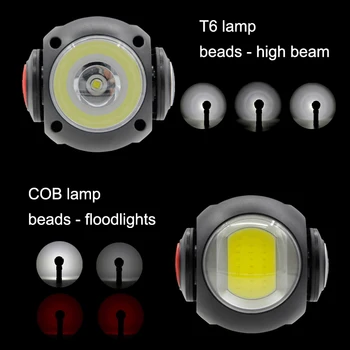 

LED Flashlight 360 Degree T6+Cob Waterproof Magnet Mini Lighting Outdoor Flashlight USB Charging