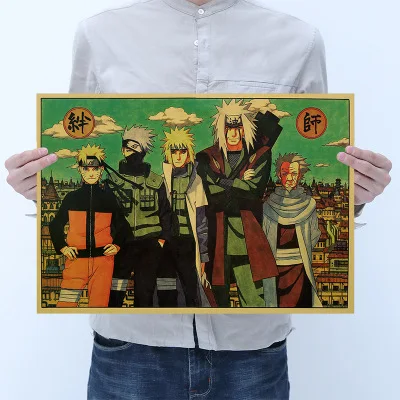 Японское аниме Наруто фигурка винтажные наклейки сасуки Какаси бар Спальня декоративный постер наклейки коллекция для детей - Цвет: A