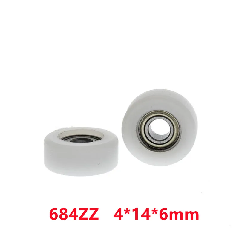 

20pcs/100pcs 4*14*6mm 684ZZ Miniature Bearing POM Plastic Coated Pulley Flat Wheel Engineering Plastic Pulley 4x14x6