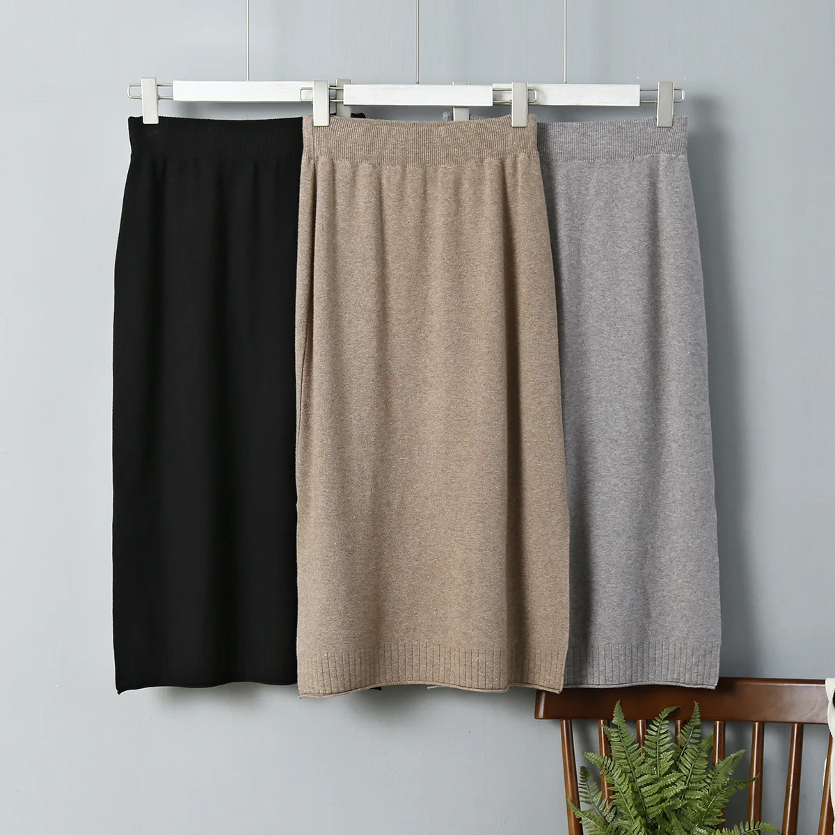 MEVGOHOT Женская осенне-зимняя Лоскутная сплит длинная Повседневная Офисная Женская юбка с высокой талией кофейные универсальные прямые юбки HD1356