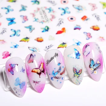 

1 PC 3D Nail Art Self-adhesive Nail Sticker Tip Decal Decoration Cartoon Cute Butterfly Design DIY Manicuring Accessories Tool