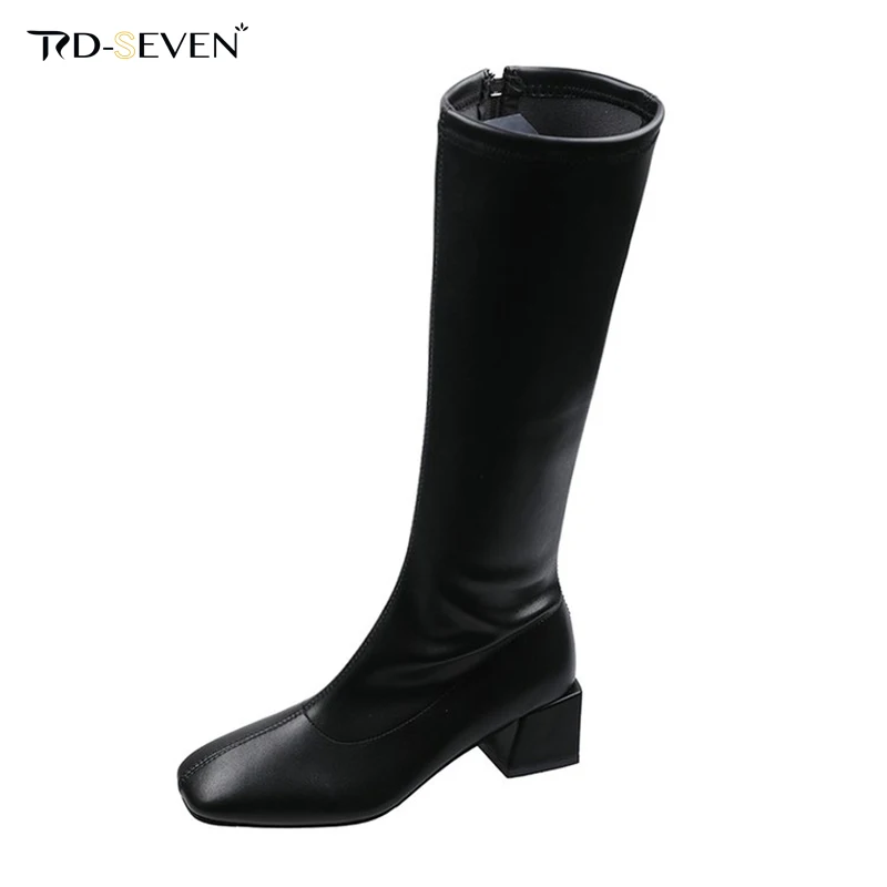 

Genuine Leather Knee High Boots Women Winter New High Heel Long Boots Women Comfortable Sexy Warm Shoes Female Riding Boots