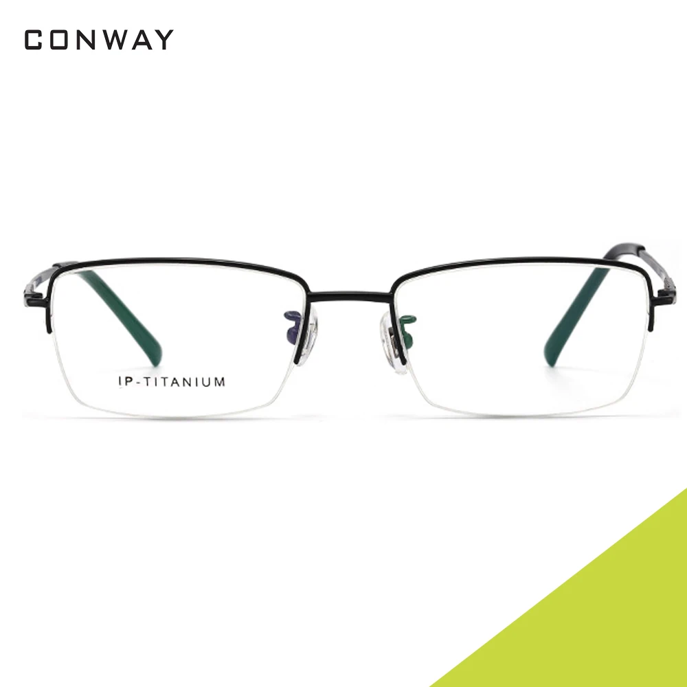 Conway, полуоправы, оптические очки, прозрачные линзы, очки для мужчин, полуоправа, очки, чистый титан, деловой стиль