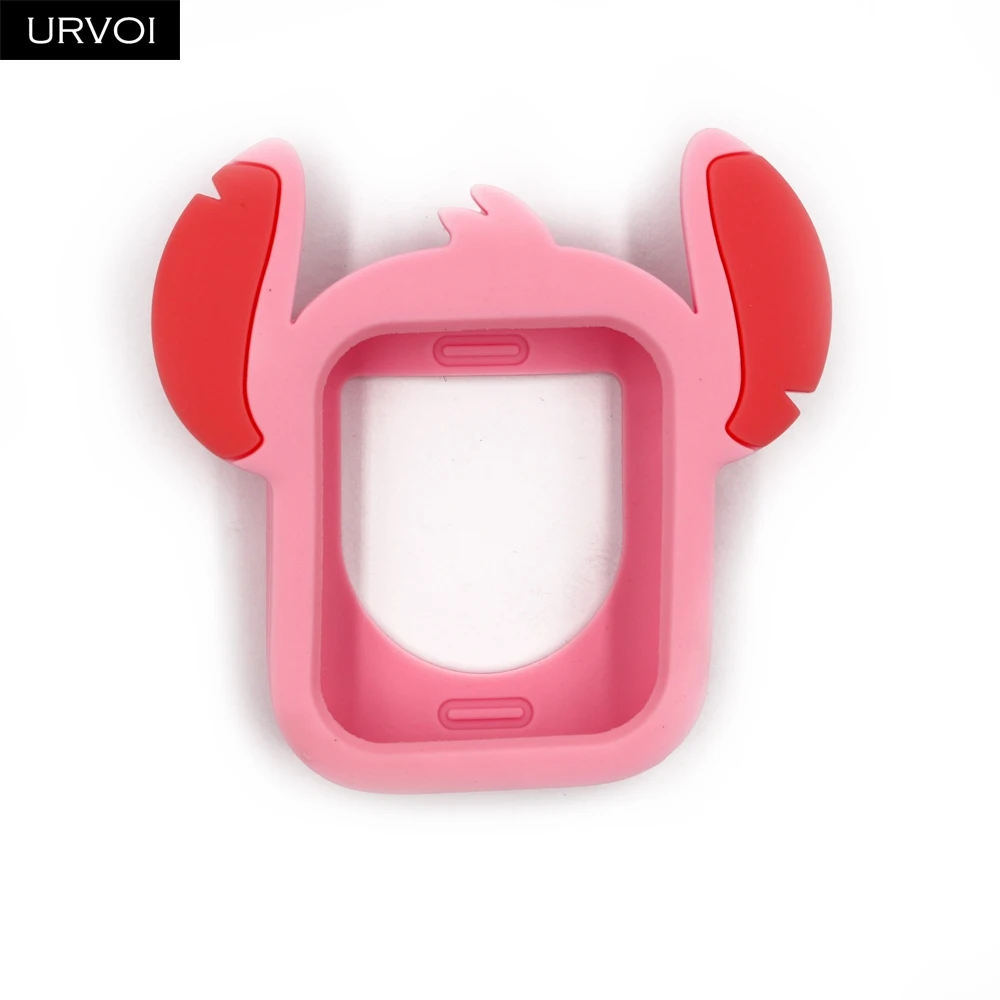Soft pink URVOI Полный Чехол для Apple Watch series 5 4 силиконовый бампер мягкий протектор для стежка дизайн чехол для iWatch девочки дети ангел - Цвет: Soft pink