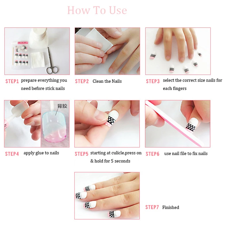 24pcs/Set European Long Matte False Nails Square Head Full Finished White Nail Art Decoration Fake Nails Faux Ongles with Glue