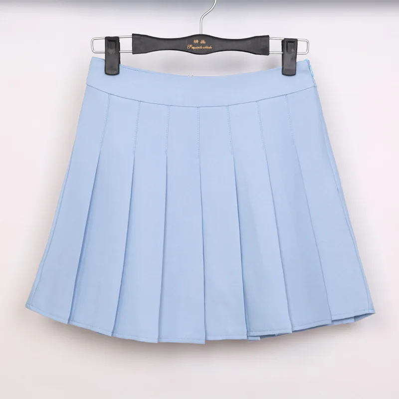 

Новинка весны 2023, плиссированная юбка с высокой талией, джинсовая юбка в стиле Харадзюку, Однотонная юбка трапециевидной формы, женская школьная форма в японском стиле