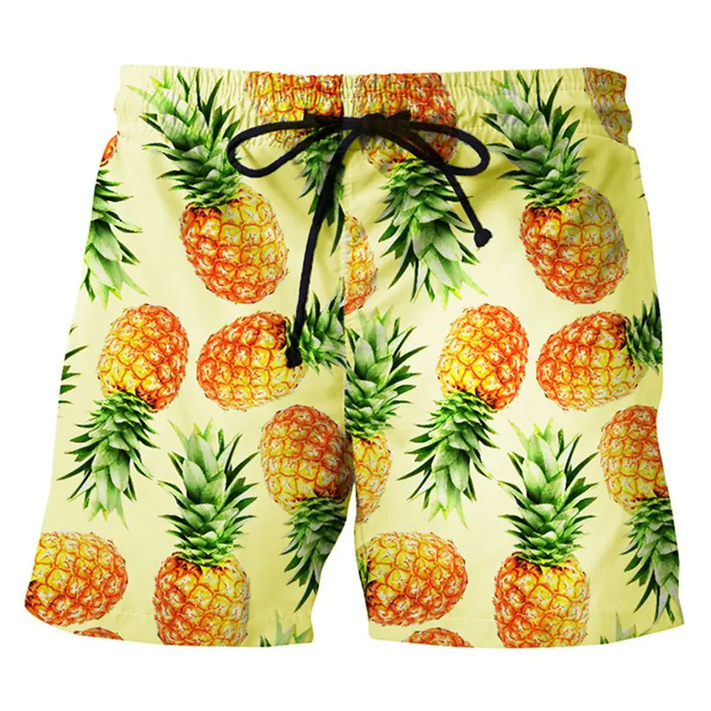 Summer Beach Pants Men`s Fashion Printed Pineapple Pattern Shorts Men Short Pant Streetwear Boys 3D Beach Fitness Board Scanties (6)