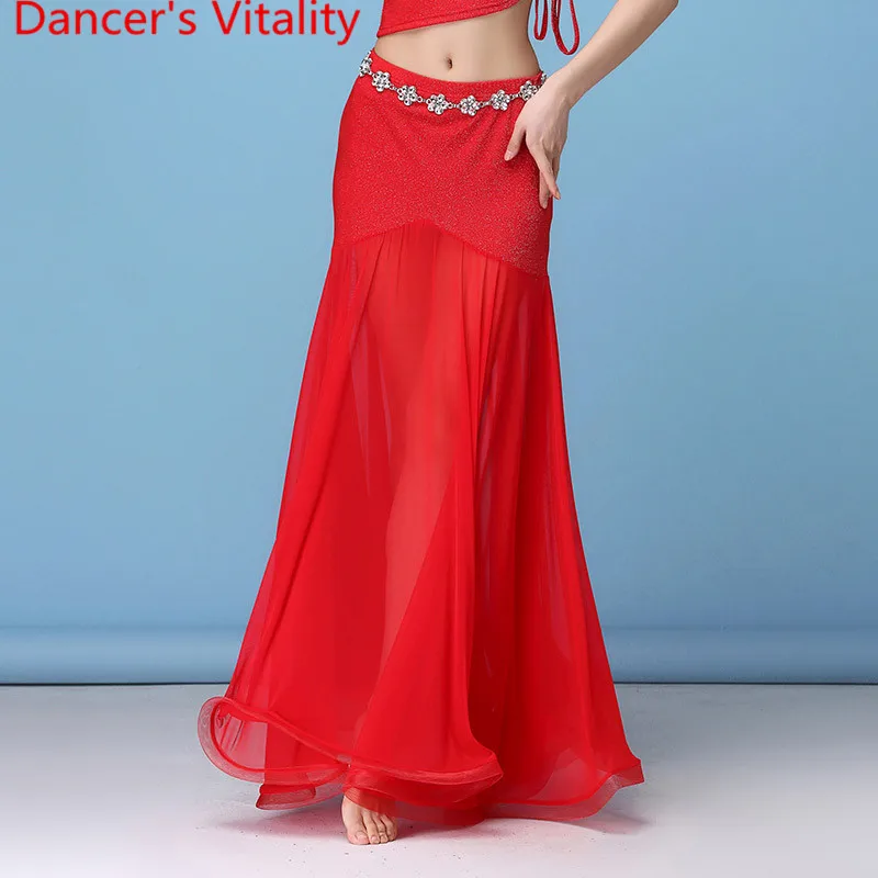 

Belly Dance Plactice Clothes New Summer Sexy Splicing Long Fishtail Skirt Oriental Indian Dance Competition Training Outfits
