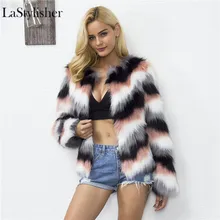 Роскошная полосатая меховая женская шуба из искусственного меха, зимняя теплая плюшевая Женская куртка размера плюс, женская накидка на пуговицах, женская шуба из искусственного меха, 3XL