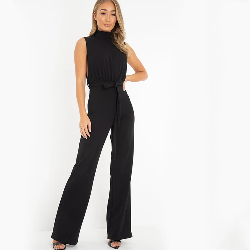 

Turtleneck Elegant Jumpsuit Women Sleeveless Long Overalls Trousers Ladies Rompers Party Evening Work OL Jumpsuit Fashion