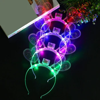 

8Pcs LED Flashing Cute Hair Hoops 2020 Light Up Party Headbands for New Year's Eve Party Supplies Glow Concert Neon Supplies