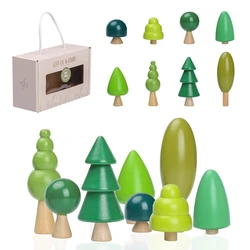 1pc crianças floresta árvore de madeira brinquedo blocos de construção crianças montessori nordic buiding blocos empilhamento sensorial brinquedos educativos para o bebê