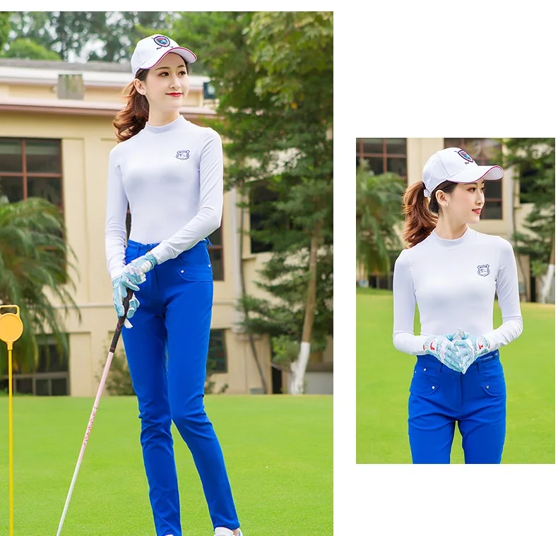 Женская рубашка для гольфа, Женские топы с длинным рукавом, одежда для гольфа, осенняя теплая футболка из флиса, тонкая уличная спортивная форма для команды, одежда для гольфа