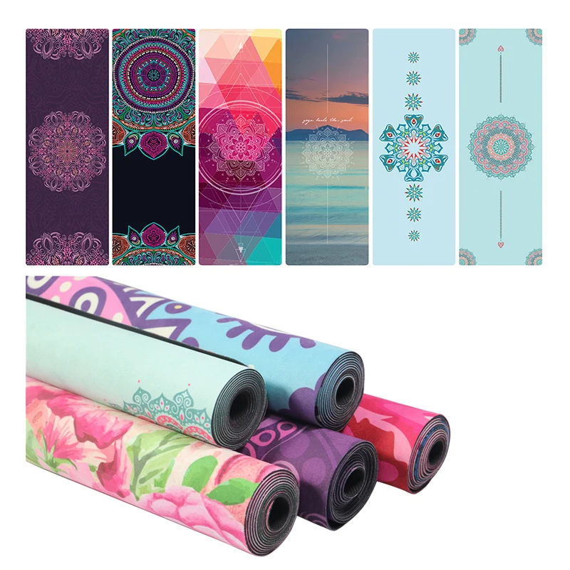 

Travel Yoga Mat Rubber Non Slip Gym Mat 1.5mm Ultra-Thin Foldable 2-in-1 Mat+Towel for Yoga Pilates Fitness Exercise with Carry