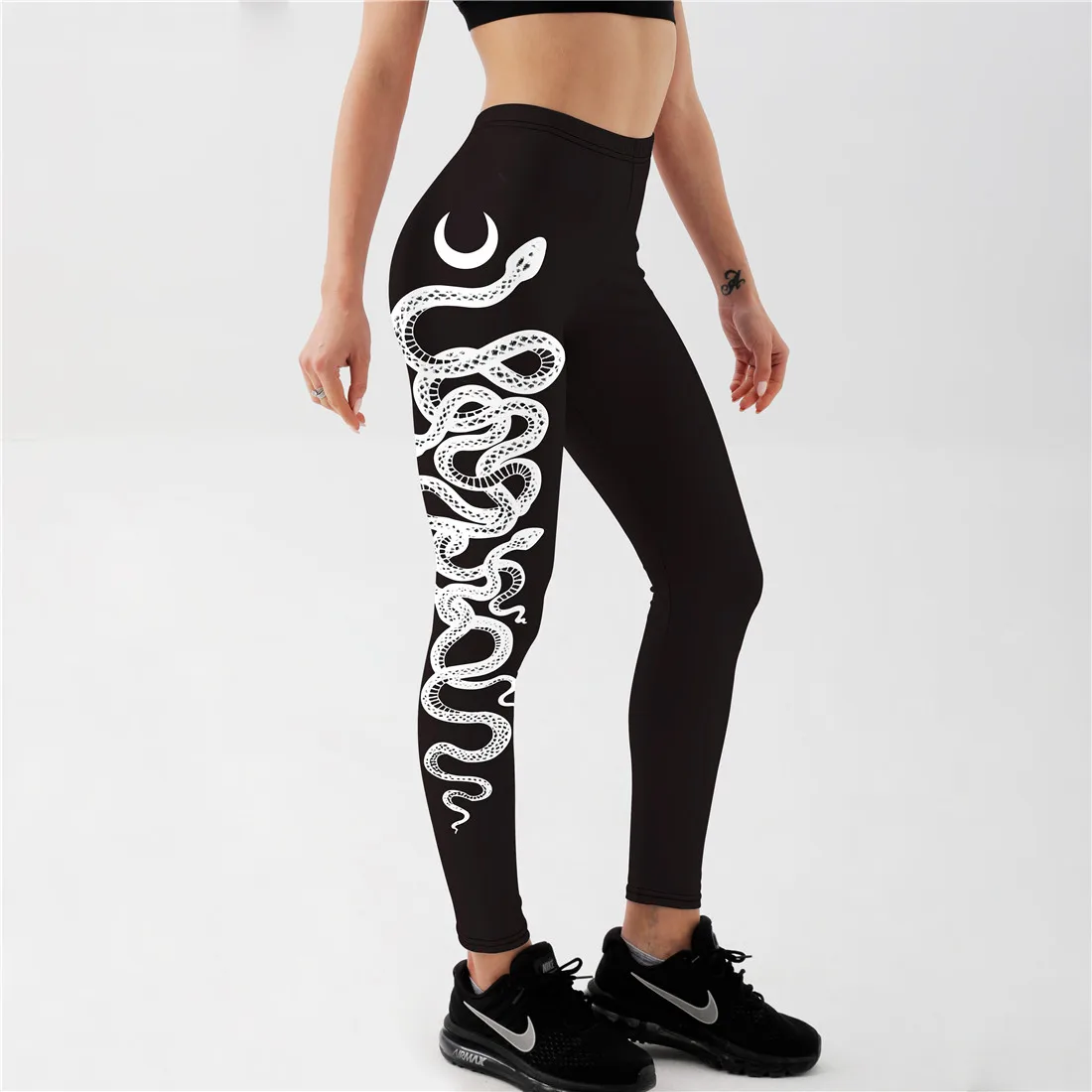 Qickitout Sexy Women's Black Leggings Print Animal Snake Push Up Fitness Legging Slim workout Legging nike leggings Leggings