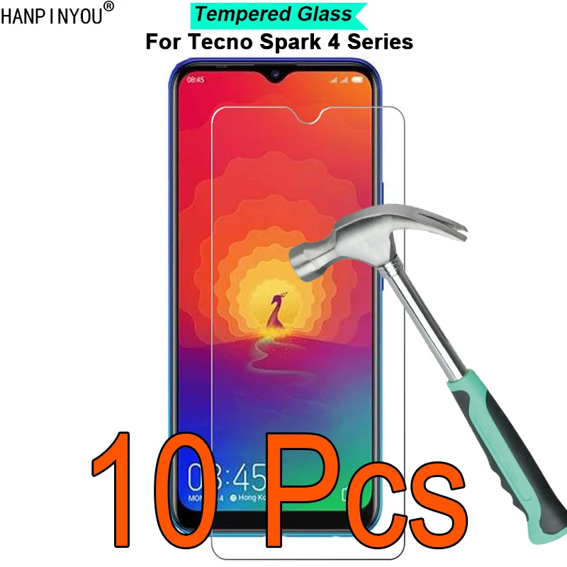 

10 Pcs/Lot For Tecno Spark 4 Spark4 Lite Air 9H Hardness 2.5D Ultra-thin Toughened Tempered Glass Film Screen Protector Guard