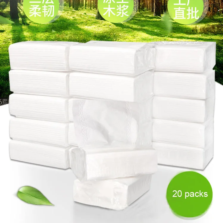Paper Napkins 20 packs Three Layer Disposable Wood Pulp Soft Napkin Paper Towel Toilet Tissues