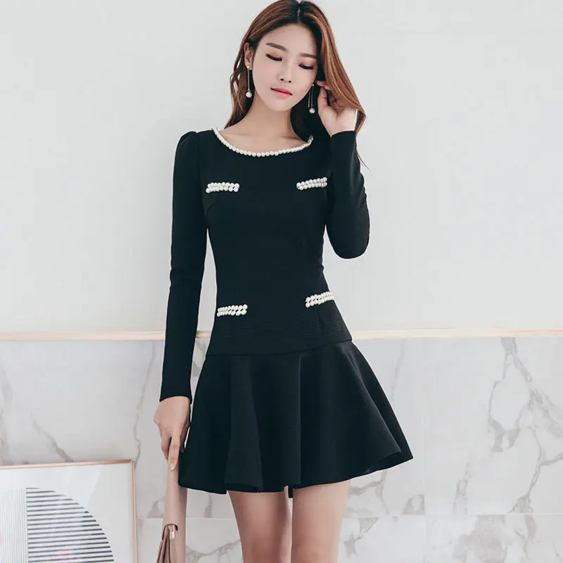 

Dress 2017 Winter New Style Korean-style Base Skirt WOMEN'S Dress Inserted Beads Fashion Pleated Skirt