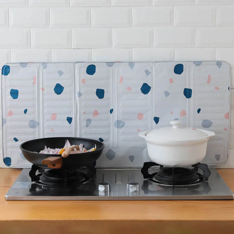 Kitchen Frying Pan Oil Splash Barrier Aluminum Foldable Kitchen Gas Stove Baffle Net Accessories